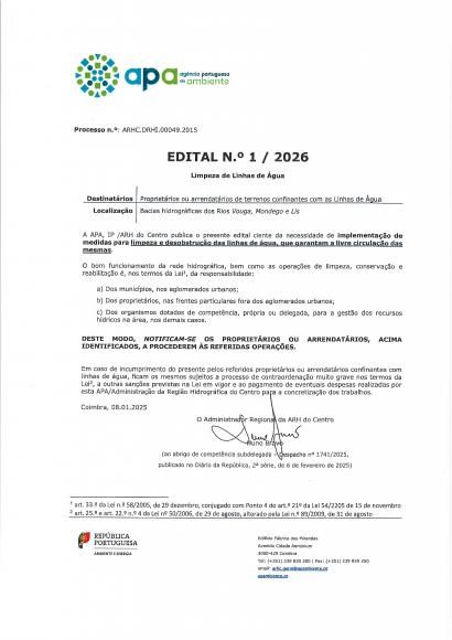 EDITAL 1/2026 - Limpeza de Linhas de &Aacute;gua e Normas de Limpeza - Divulga&ccedil;&atilde;o