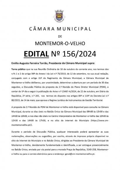 Edital n.&ordm; 156/2024 Munic&iacute;pio